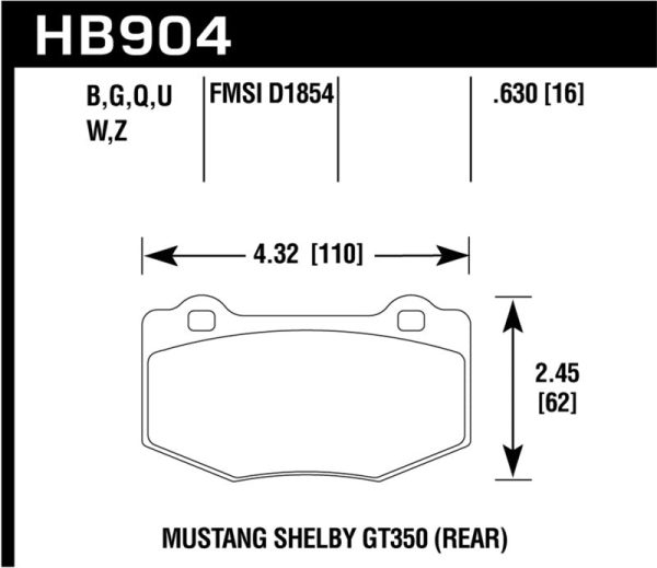 Hawk 15-17 Ford Mustang DTC-60 Compound Rear Brake Pads Supply