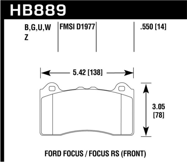 Hawk 2017 Ford Focus DTC-70 Race Front Brake Pads Supply