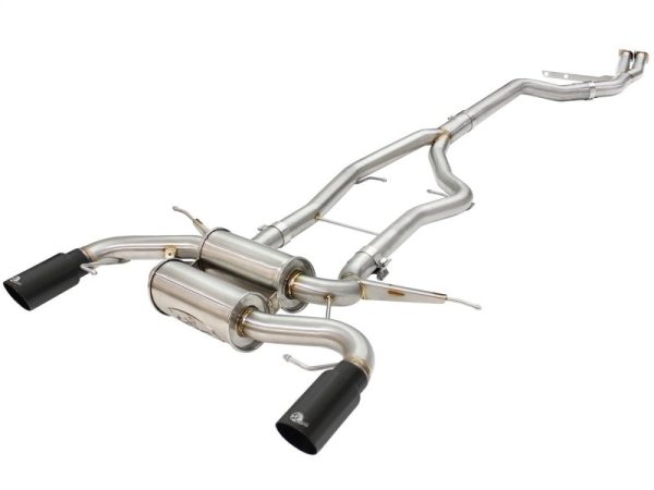 aFe MACHForce XP SS-304 Black Tip 3.0in-2.5in Dia Cat Back Exhaust 11-13 BMW 335i (E90 E92) 3.0L For Cheap