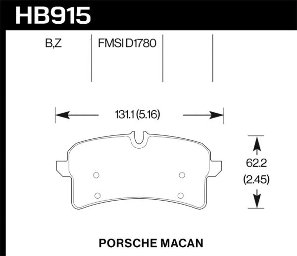 Hawk 16-18 Porsche Macan Performance Ceramic Street Rear Brake Pads Hot on Sale