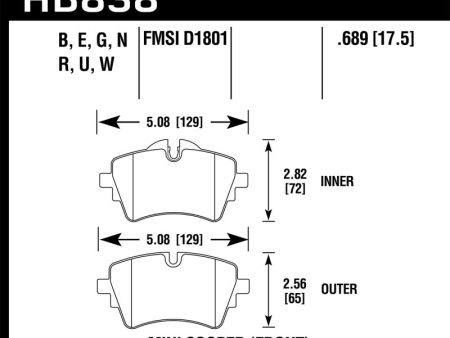 Hawk 14-17 Mini Cooper S HPS 5.0 Front Brake Pads Discount