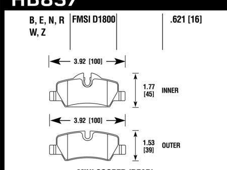 Hawk 14-19 Mini Cooper Blue 9012 Rear Motorsports Brake Pads Online Hot Sale