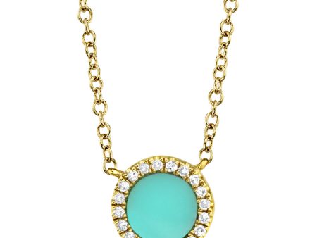 0.04CT DIAMOND & 0.33CT COMPOSITE TURQUOISE NECKLACE SC55003115 Fashion