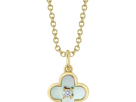 0.02CT DIAMOND & 0.33CT MOTHER OF PEARL CLOVER NECKLACE SC55025600 Fashion