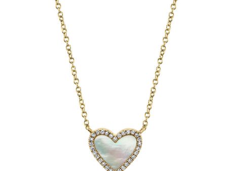 0.09CT DIAMOND & 0.56CT MOTHER OF PEARL HEART NECKLACE SC55012462 Hot on Sale